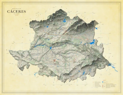 Moderno mapa antiguo de Cáceres