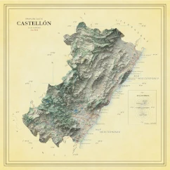 Moderno mapa antiguo de Castellón