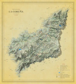Moderno mapa antiguo de Coruña