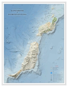 Moderno mapa antiguo de Lanzarote y Fuerteventura